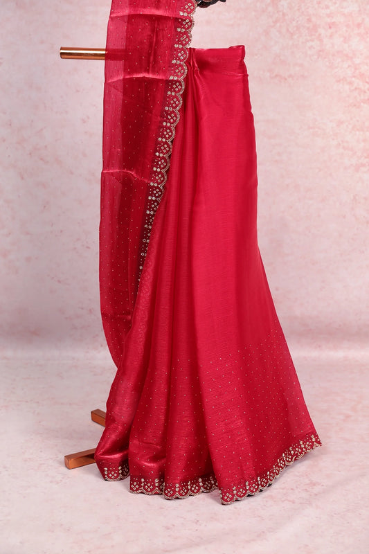 Maroon Organza Saree
