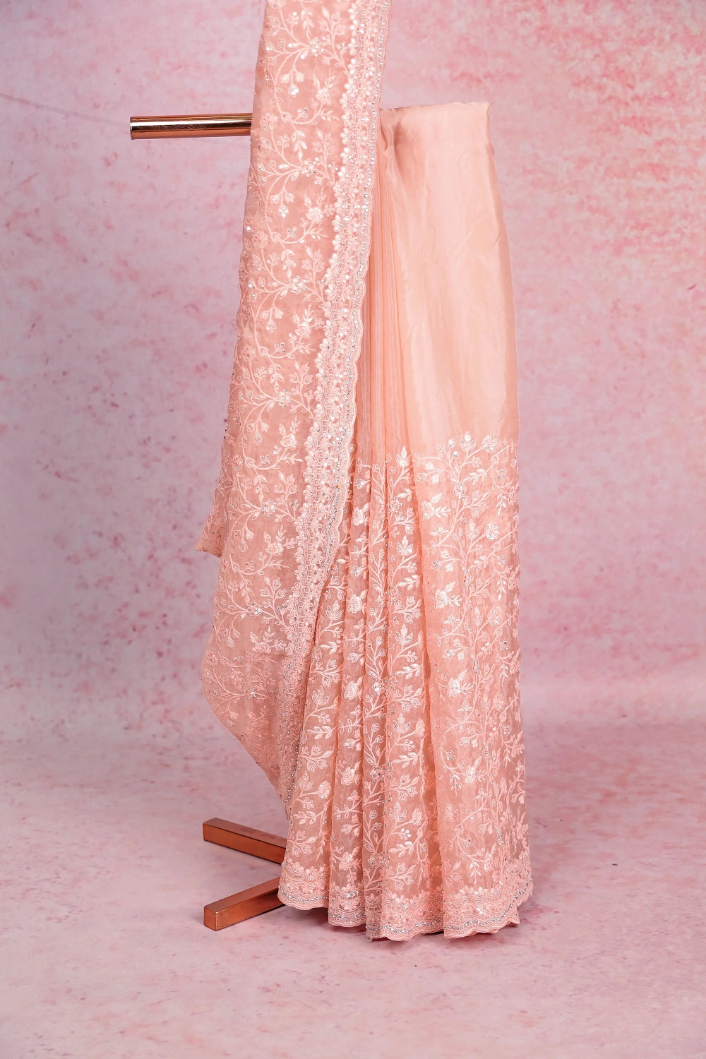 Light Peach Organza Saree