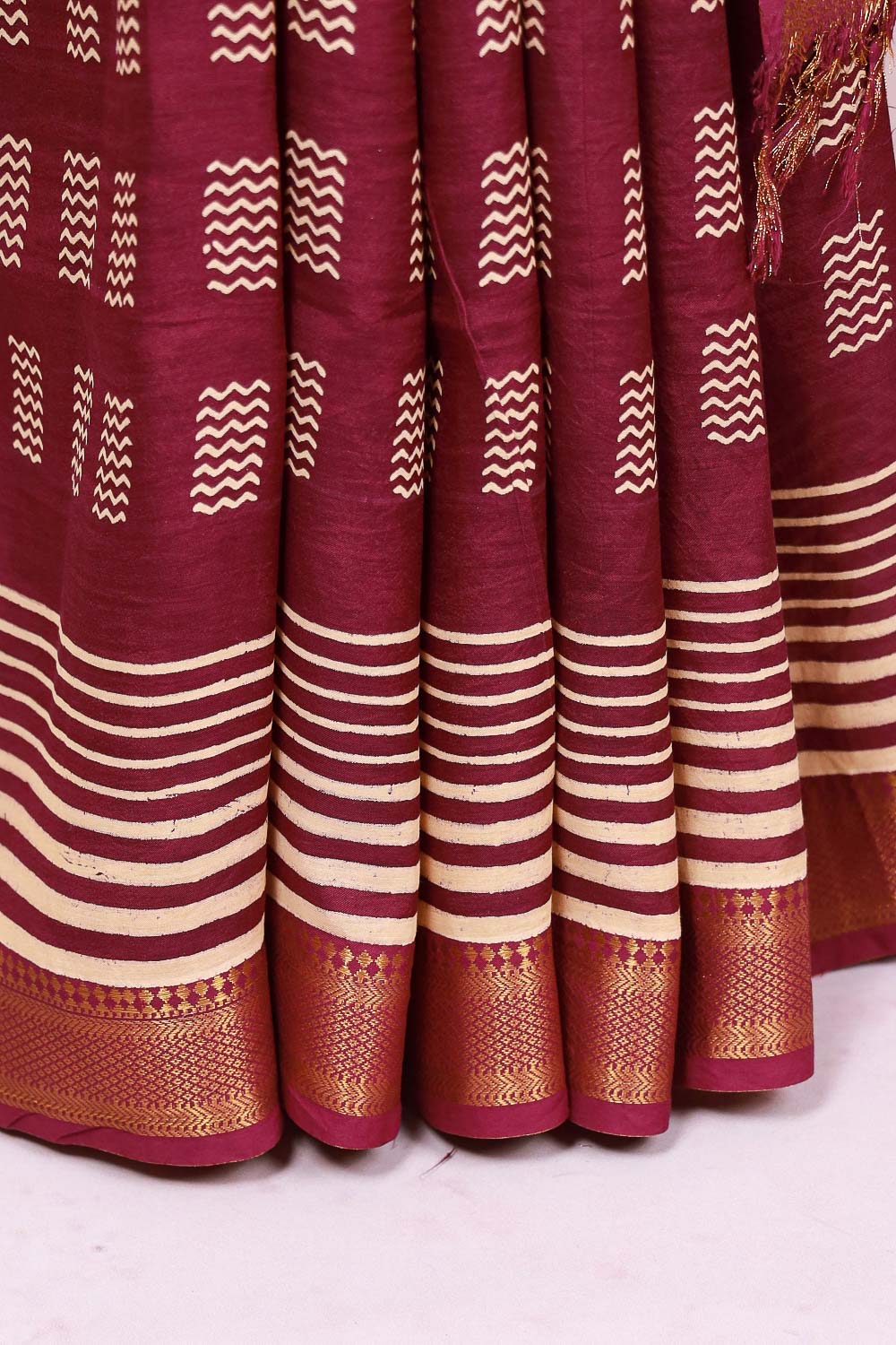 Wine Semi Silk Saree