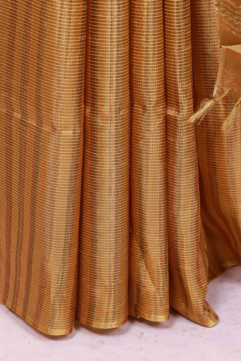 Yellowish Gold Tussar Silk Saree