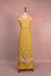 Yellow Organza Beads Work Unstitched Churidhar Material