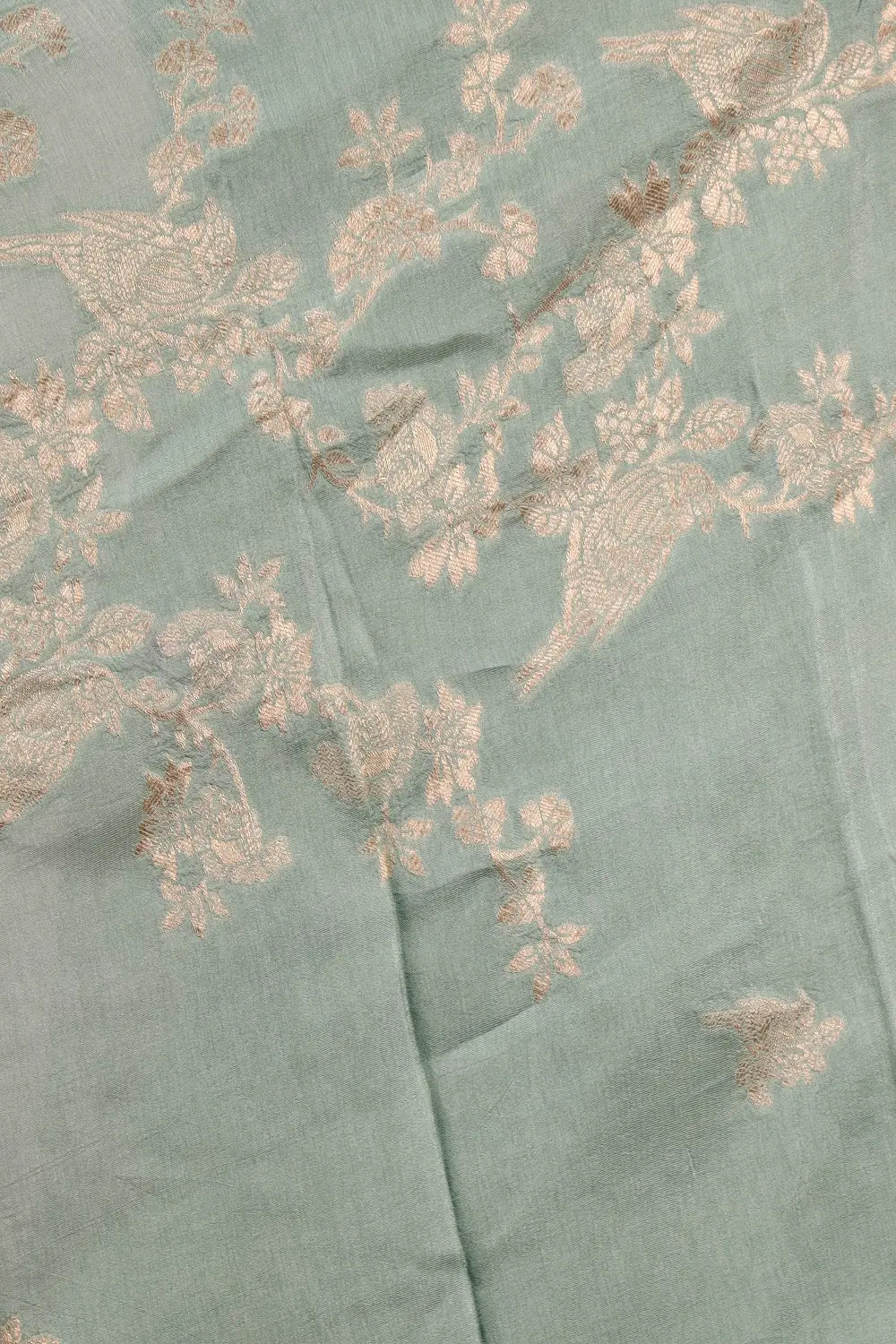 Green Tissue Beads Work Unstitched Churidhar Material