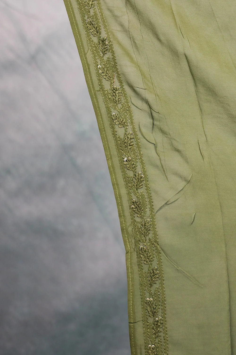 Green Georgette Chikankari Work Unstitched Churidhar Material