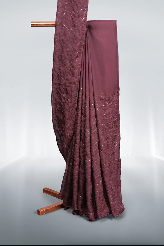 Brown Organza Saree