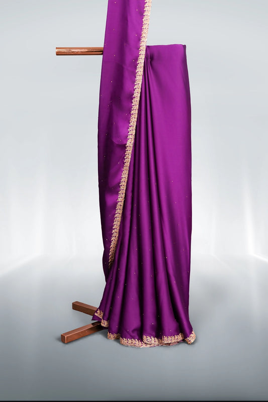 Violet Crepe Saree