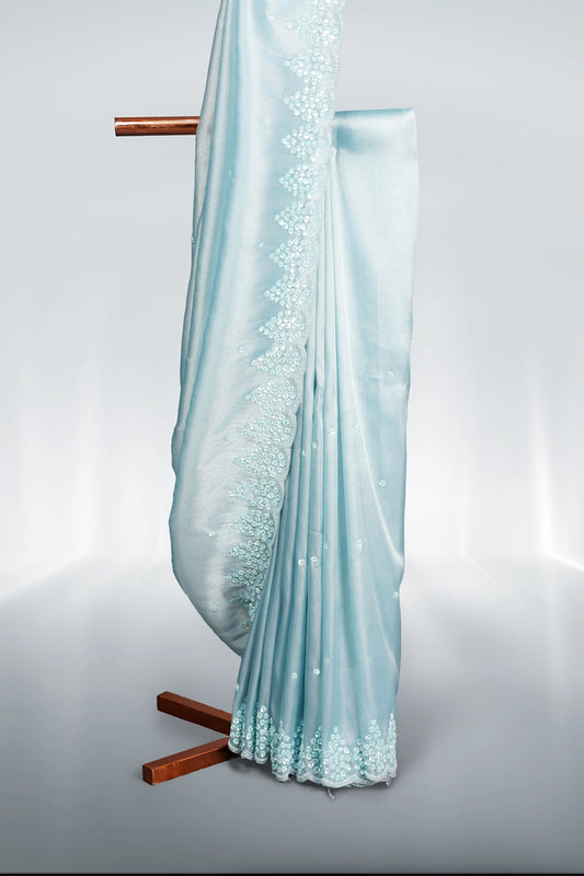 Powder Blue Tissue Organza Saree