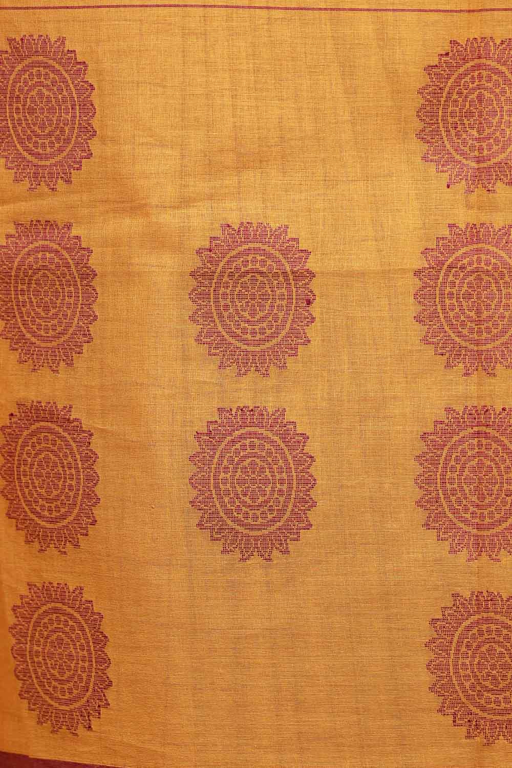 Mustard Yellow Cotton Saree - Seematti