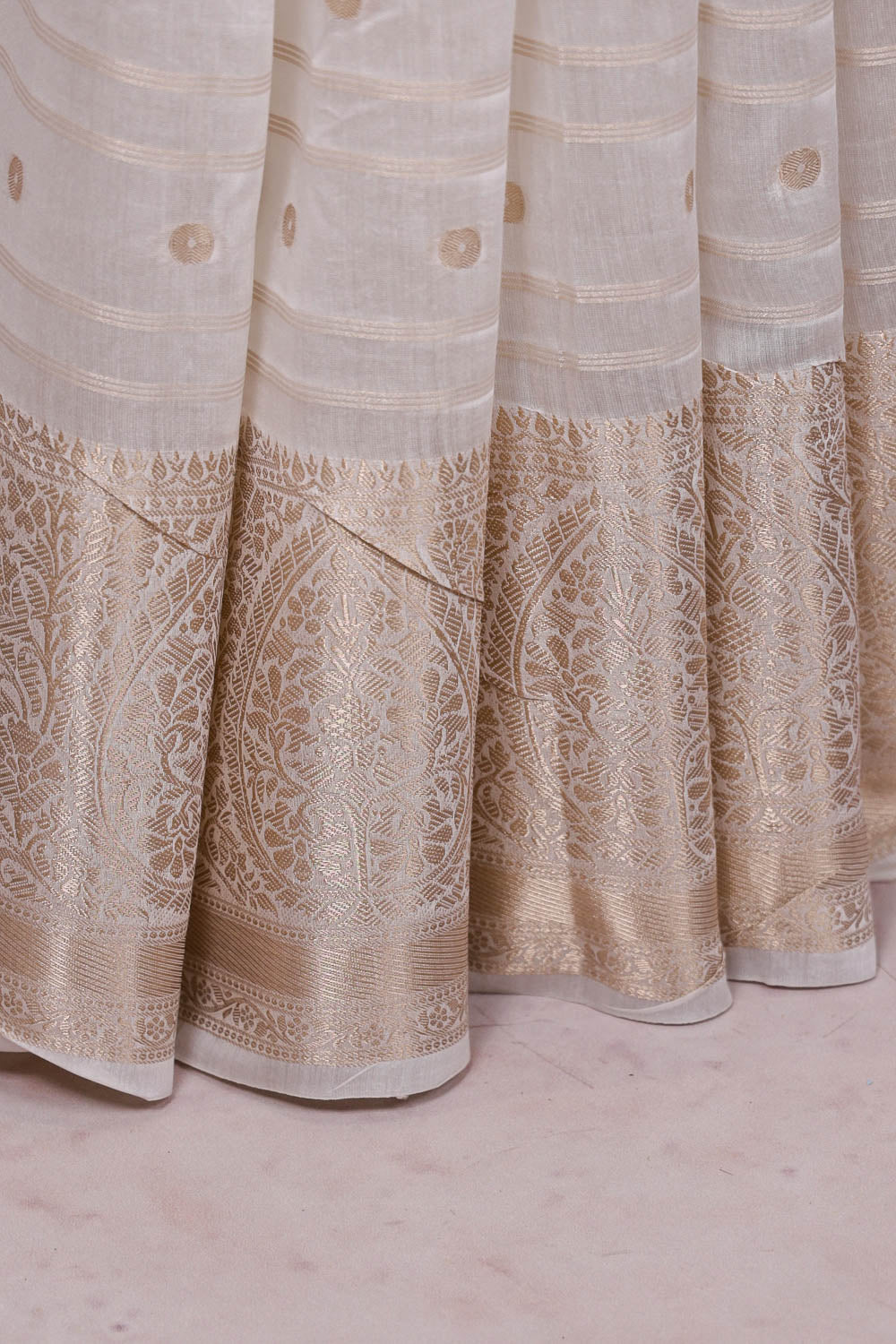 Cream Semi Tussar Saree