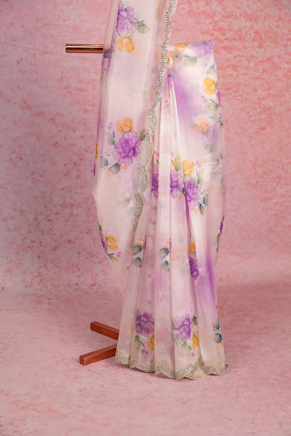 White Glass Organza Saree