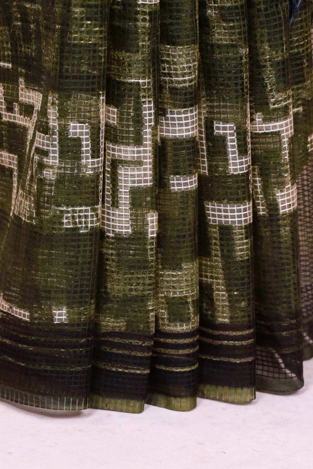 Dark Green Semi Tussar Saree - Seematti
