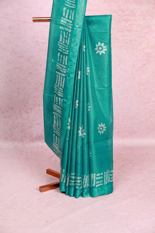Teal Blue Cotton Kota Saree