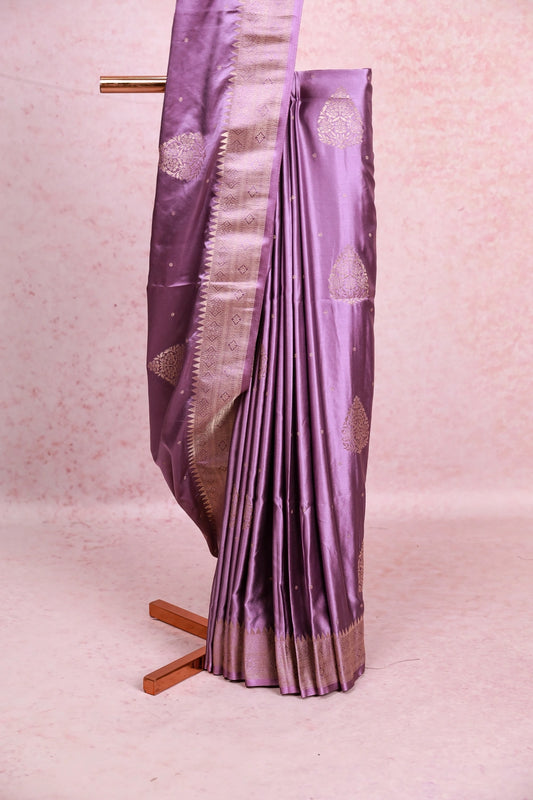 Lavender Lilac Semi Silk Saree