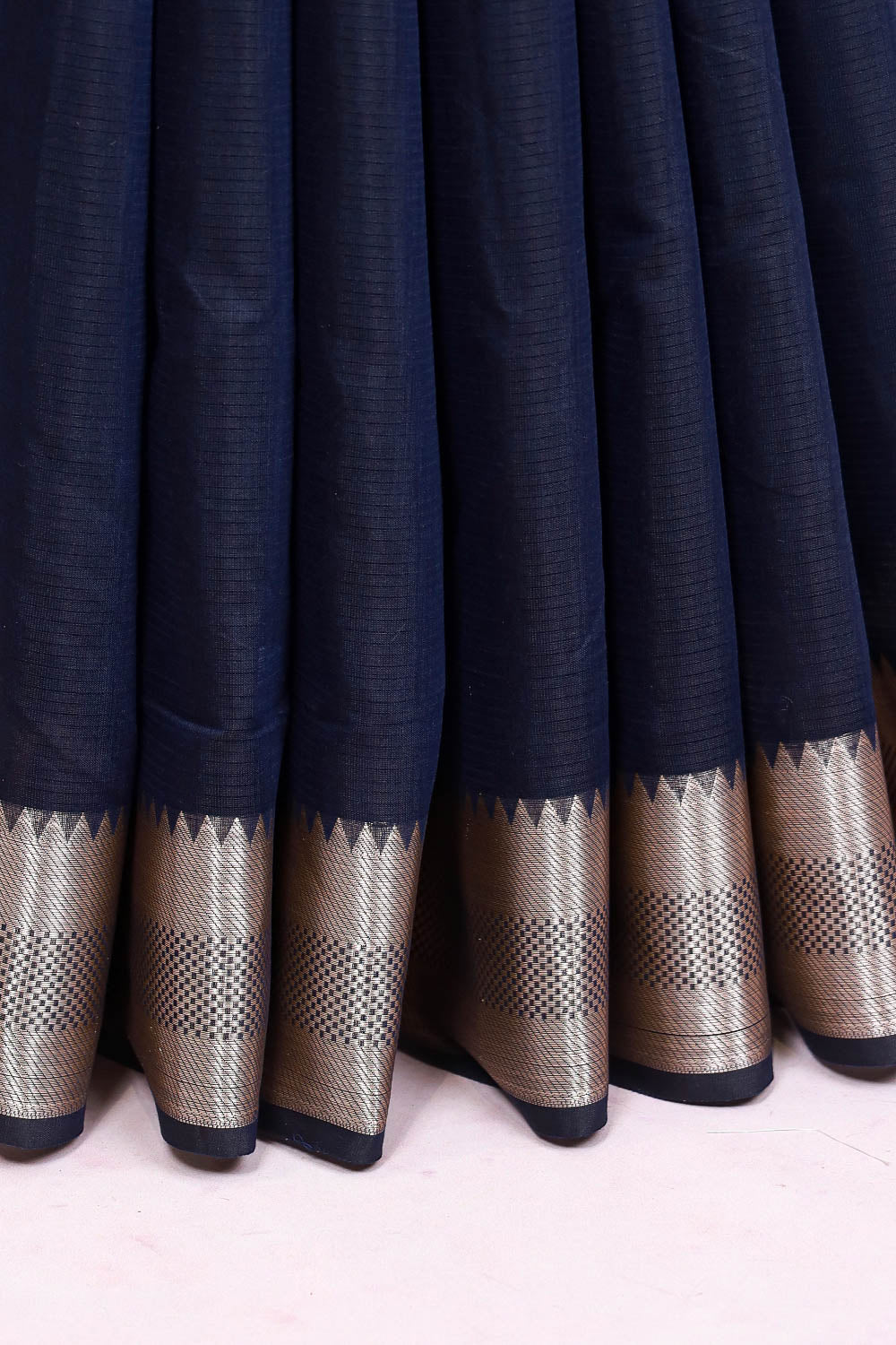 Dark Blue Cotton Silk Saree - Seematti