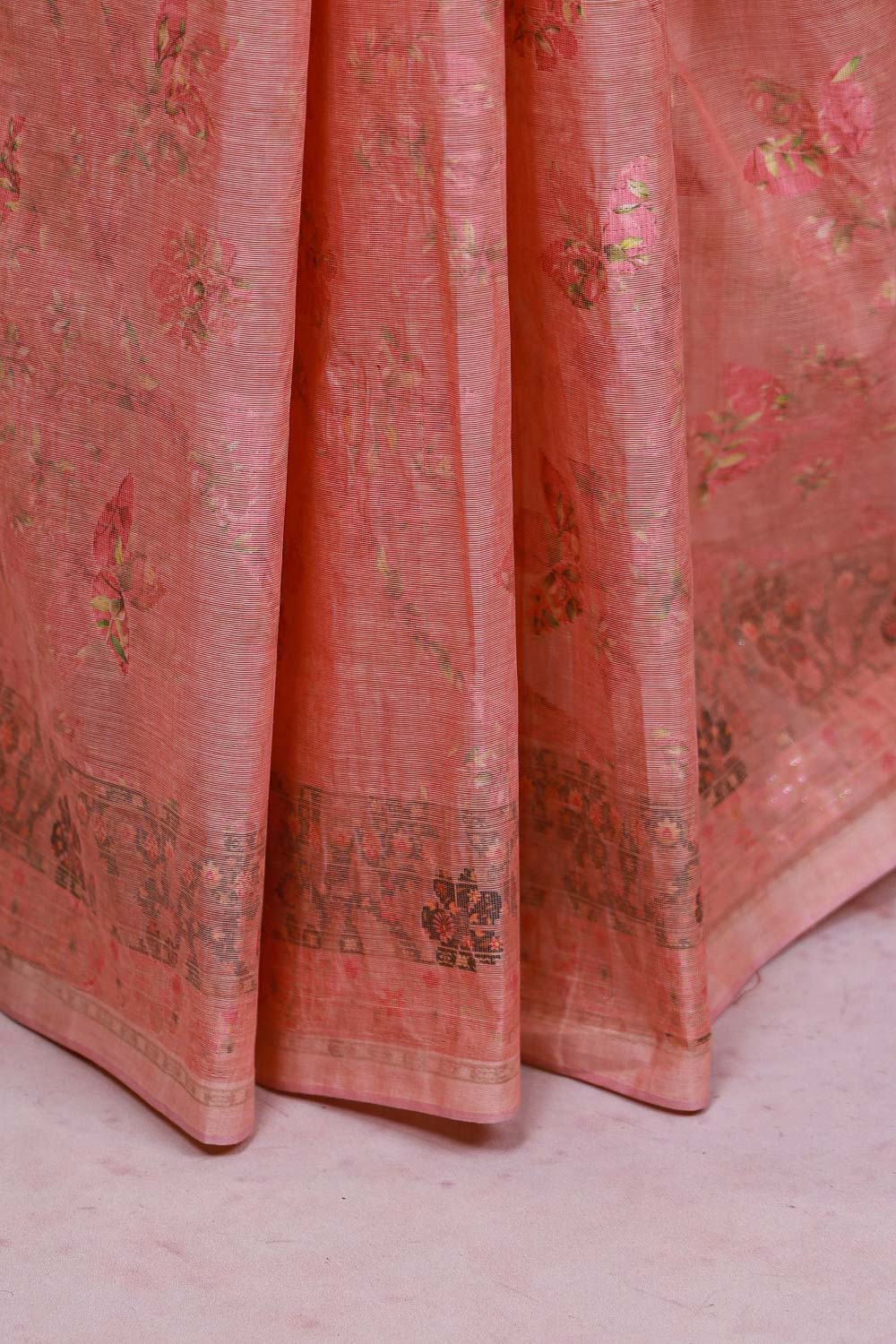 Peach Cotton Saree