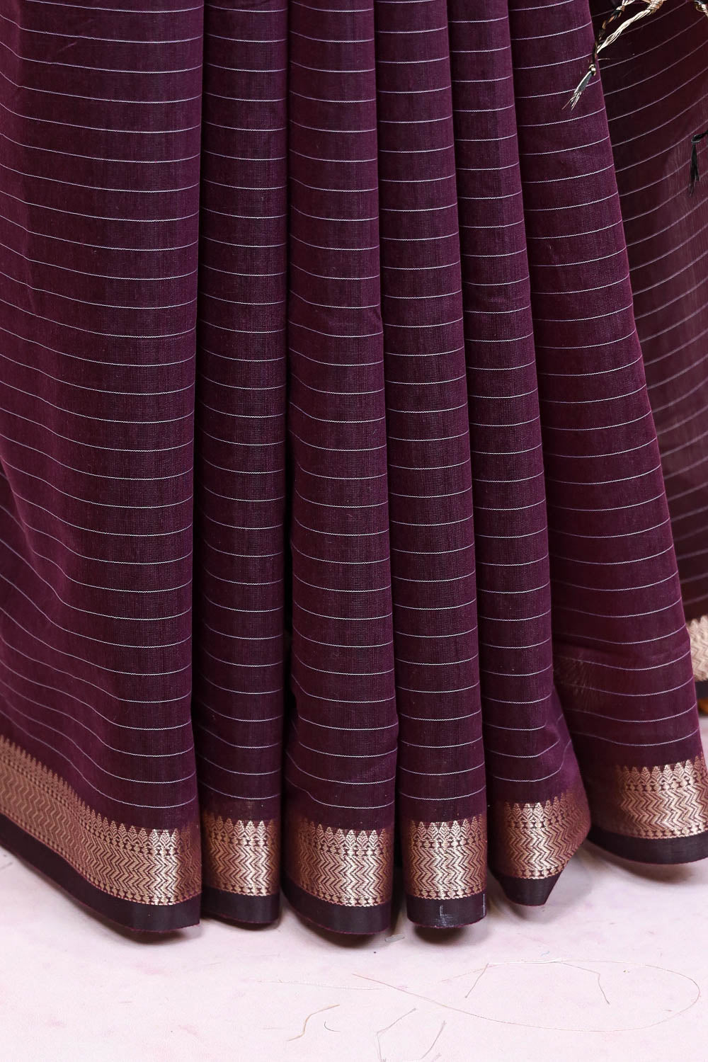 Wine Cotton Silk Saree - Seematti