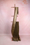 Dark Olive Green Semi Linen Saree