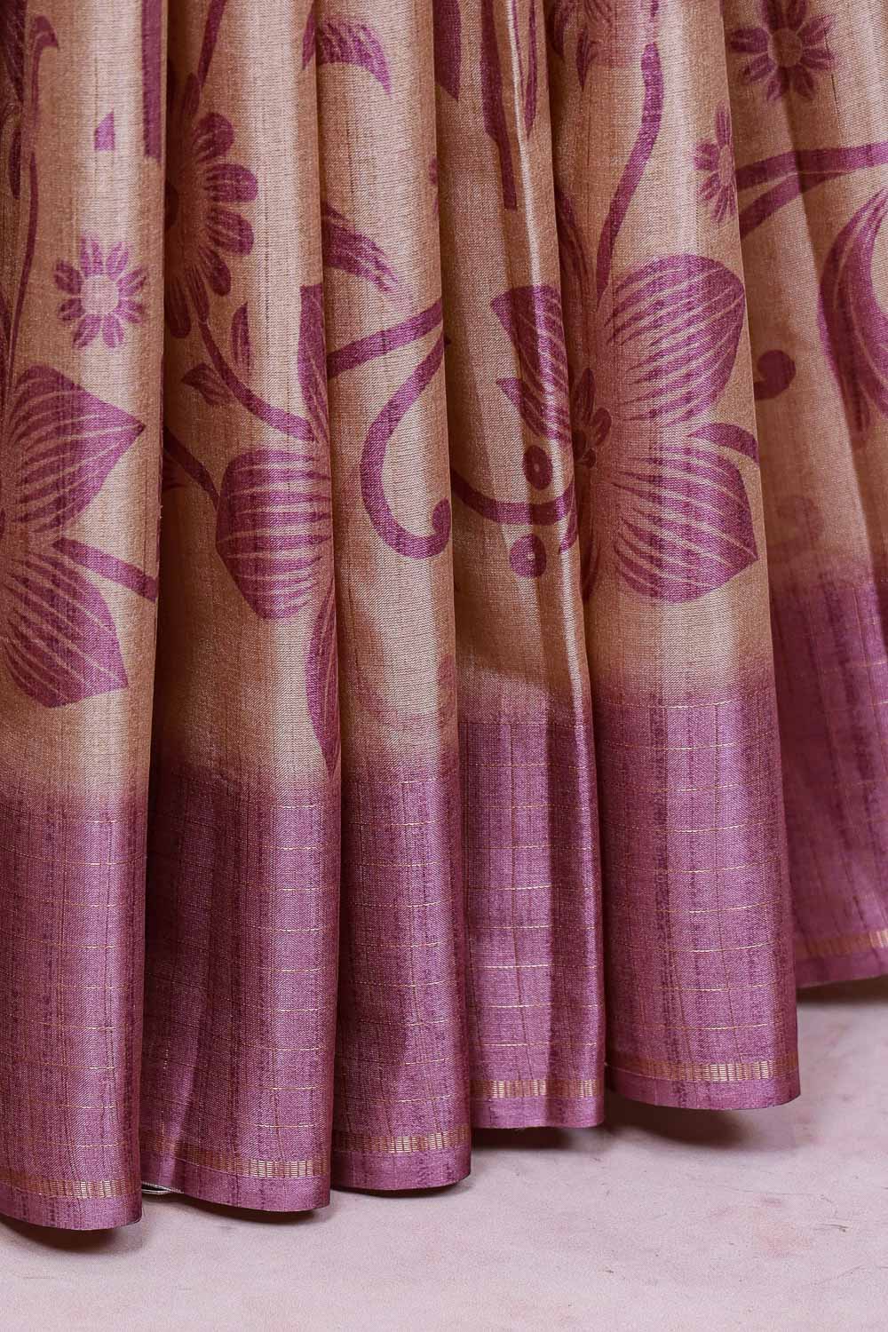 Cream Semi Silk Saree