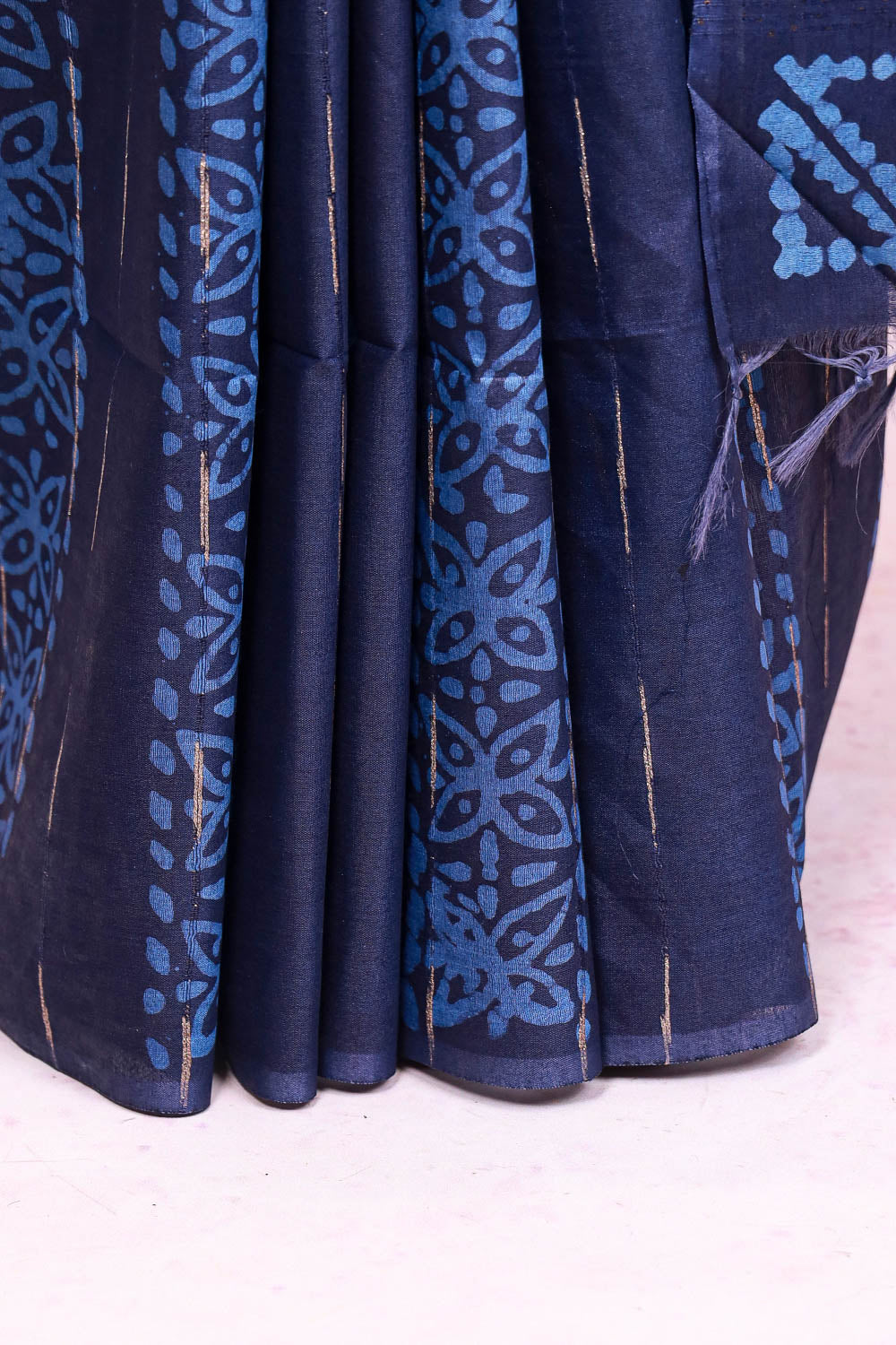 Navy Blue Semi Tussar Saree - Seematti
