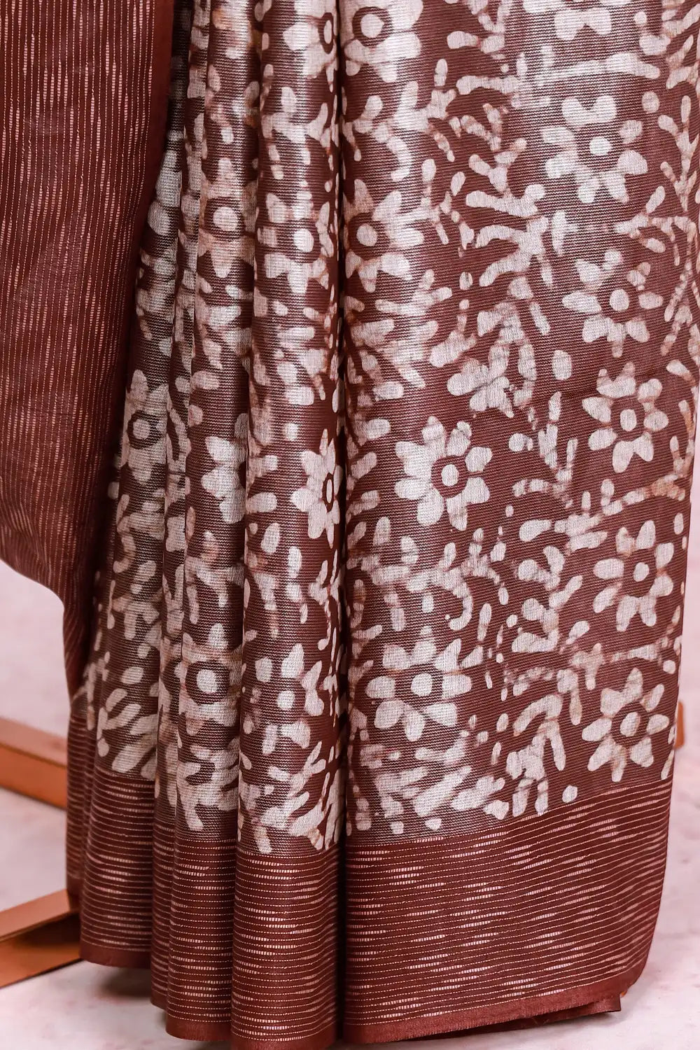 Brown Cotton Tissue Saree
