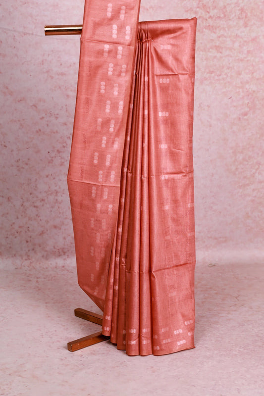 Drak Peach Semi Tussar Saree
