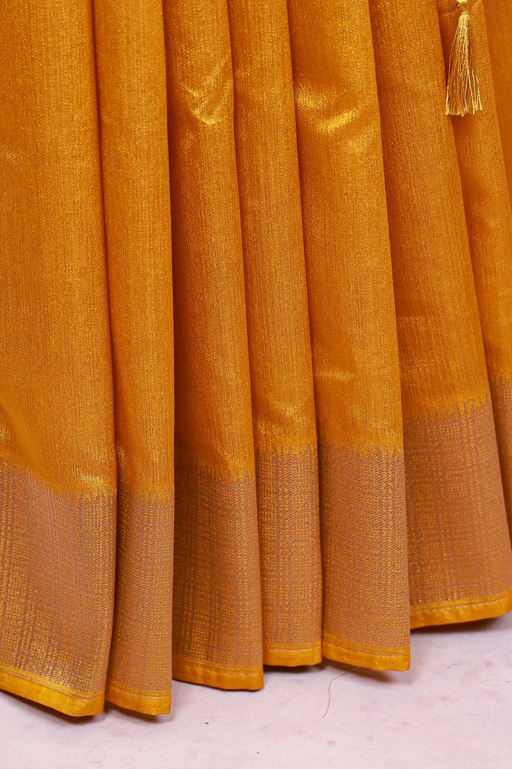 Mustard Yellow Semi Jute Saree