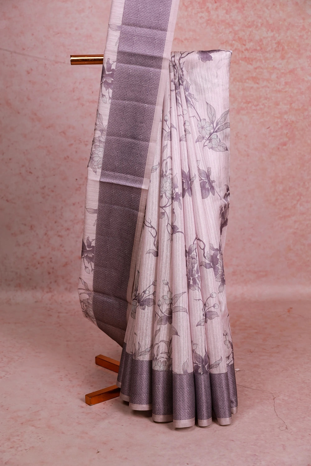 Light Lavender Semi Jute Saree