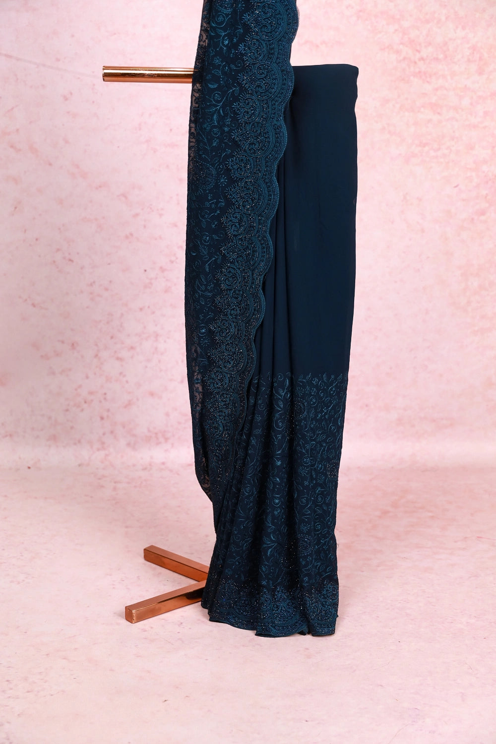 Teal Blue Georgette Saree