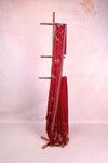 Wine Velvet Organza Saree