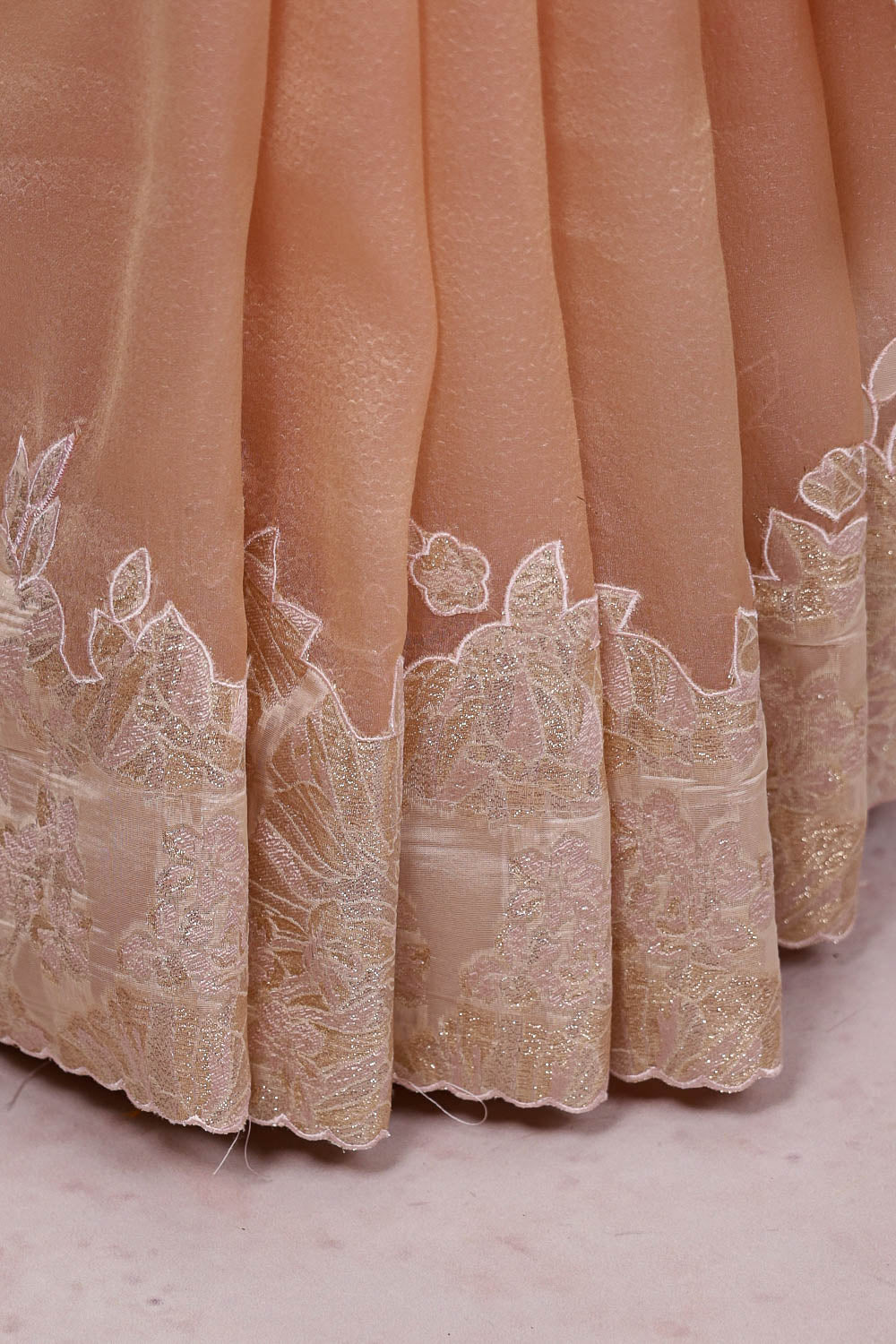 Peach Tissue Organza Saree