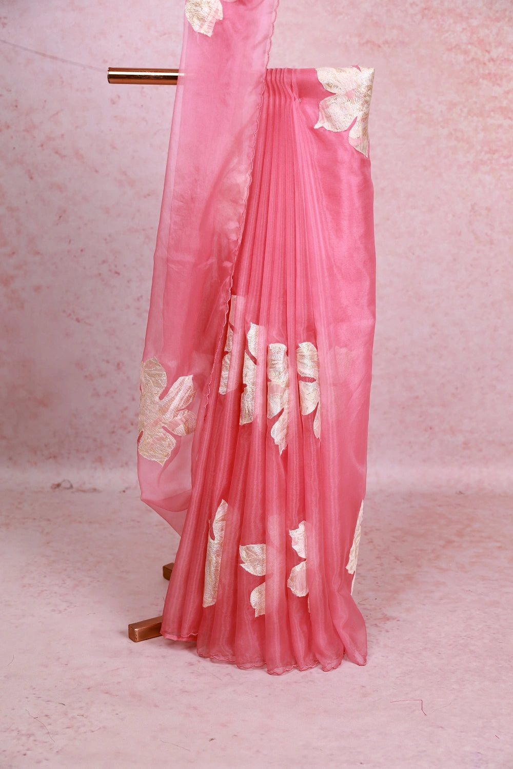 Pastel Pink Organza Saree