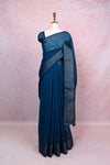 Blue Semi Jute Saree - Seematti