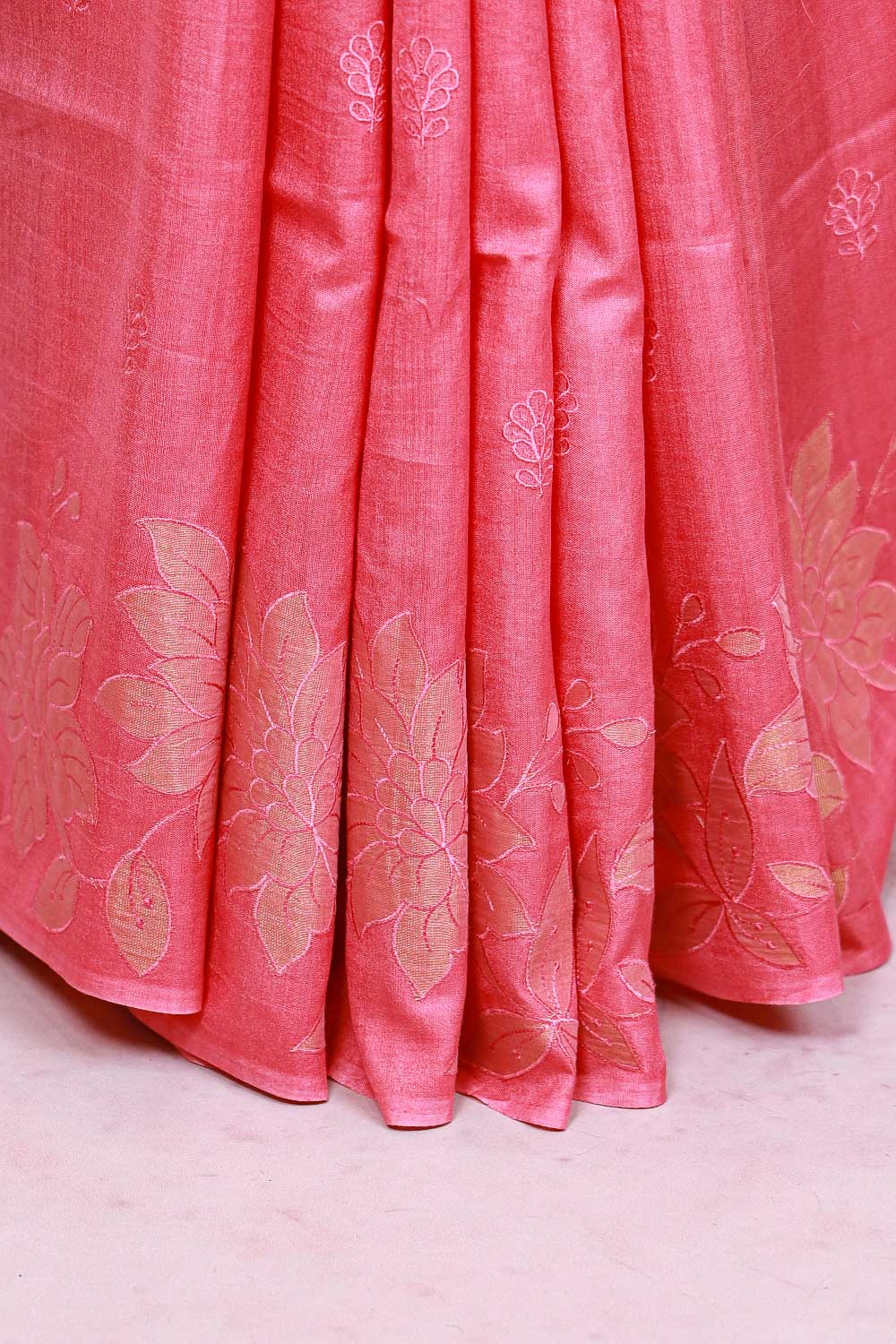 Pink Semi Tussar Saree - Seematti