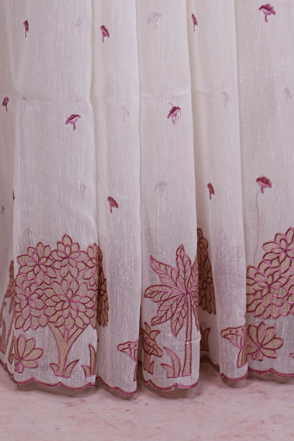 White Semi Linen Saree