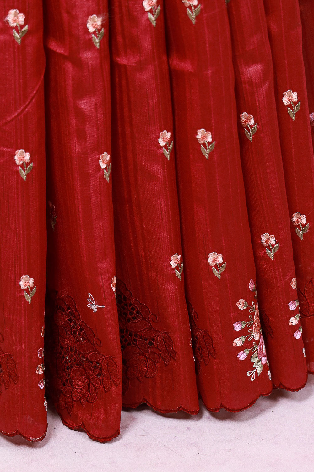 Maroon Semi Tussar Saree