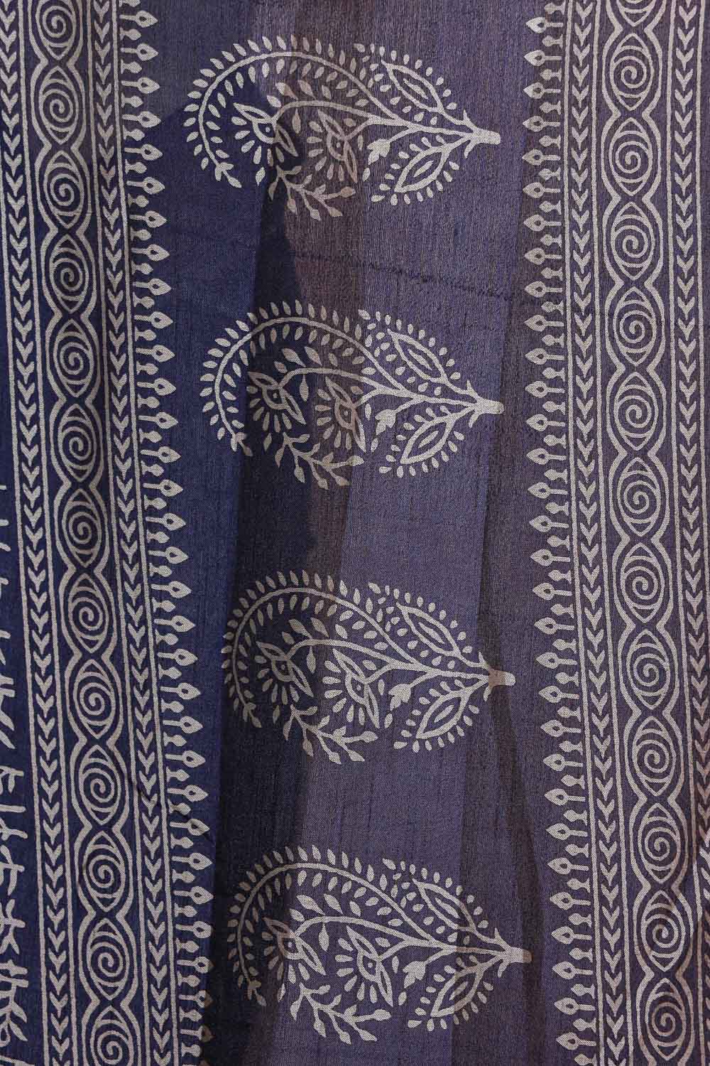 Navy Blue Semi Tussar Saree - Seematti
