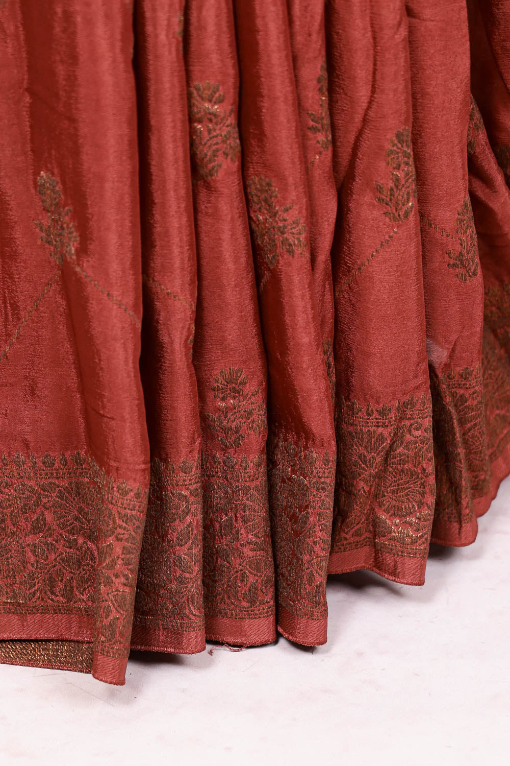 Maroon Semi Banarasi Saree