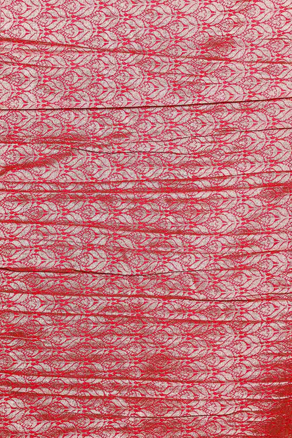 Reddish Pink Semi Banarasi Saree - Seematti