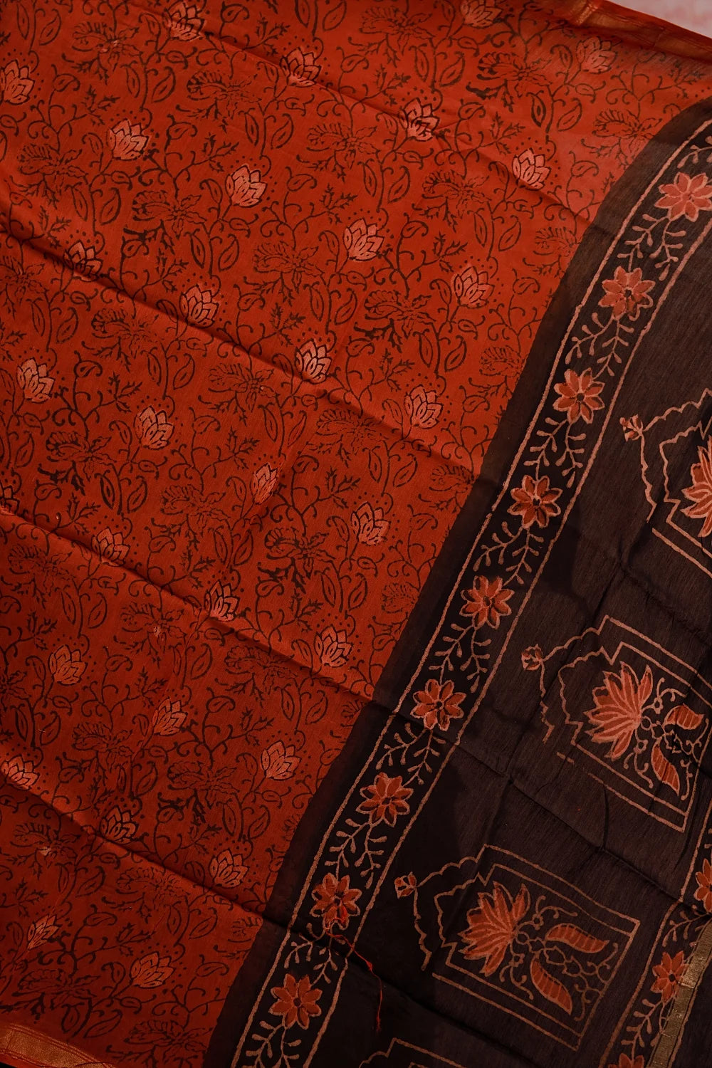 Dark Brown Cotton Printed Unstitched Churidhar Material
