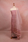 Lavender Pink Net Kota Printed Unstitched Churidhar Material