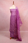 Lavender Net Kota Printed Unstitched Churidhar Material