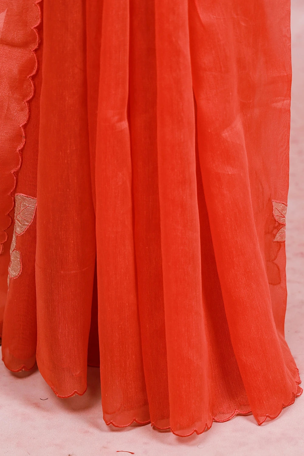 Dark Peach Tissue Organza Saree
