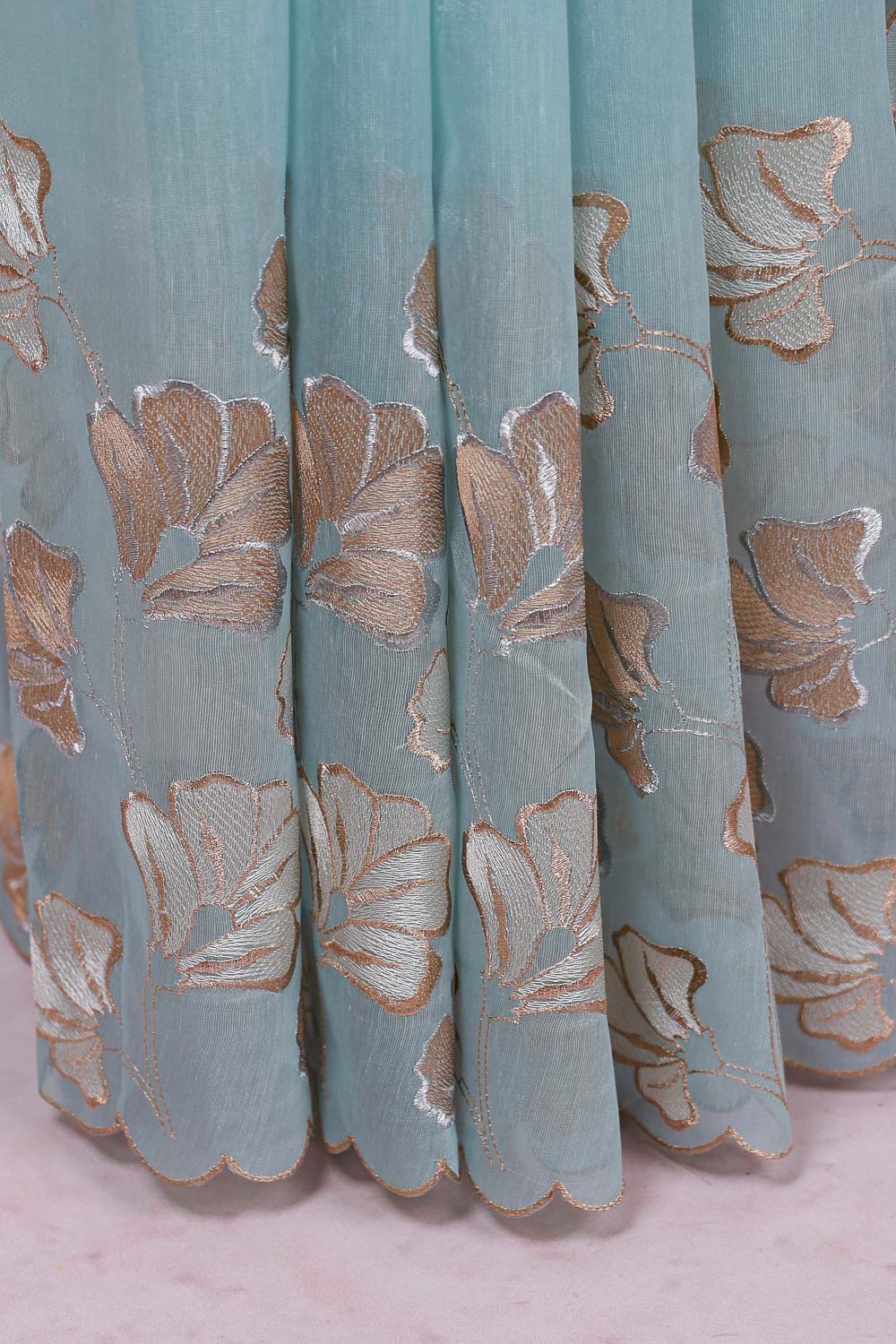 Light Blue Tissue Organza Saree
