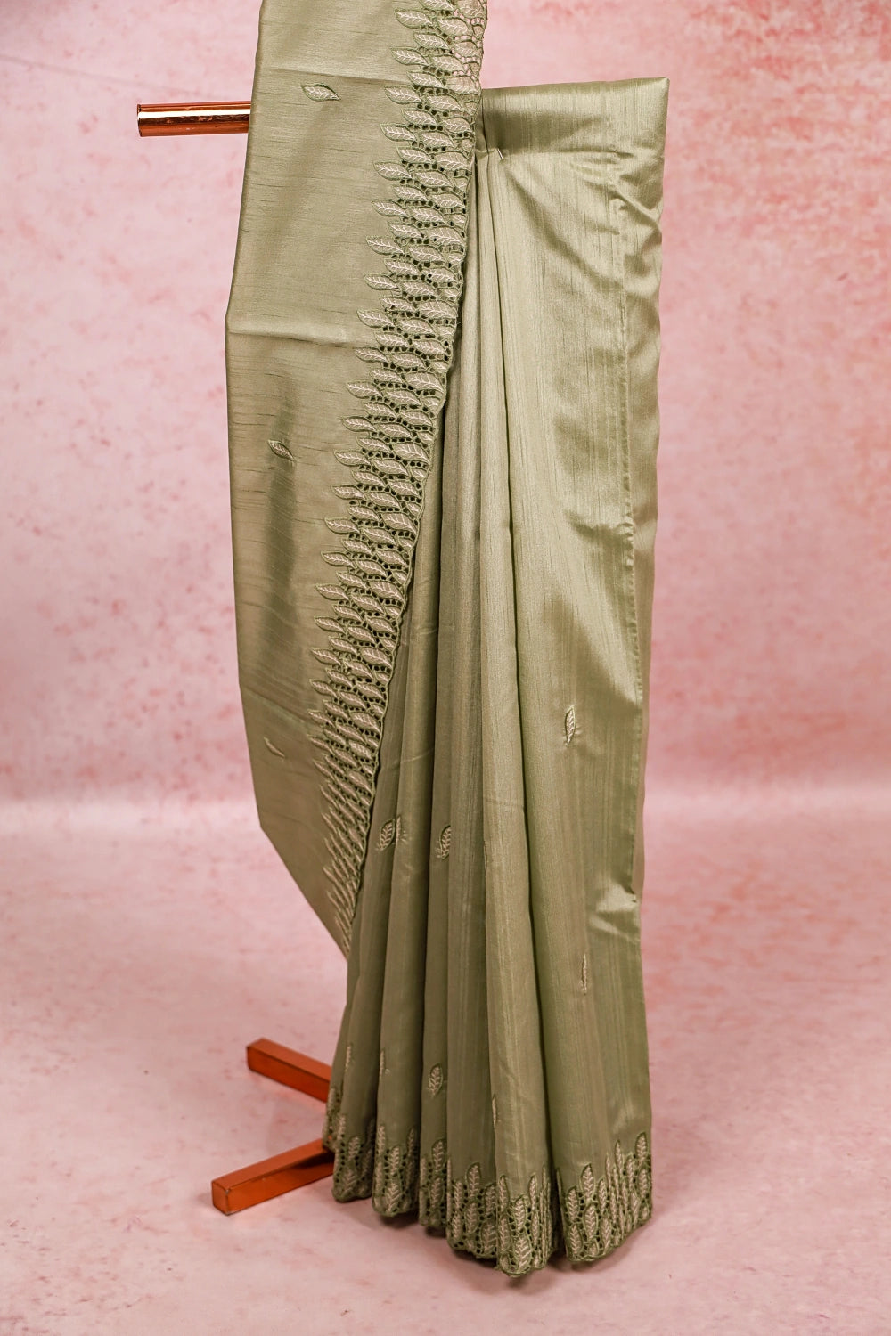 Pastel Green Semi Silk Saree