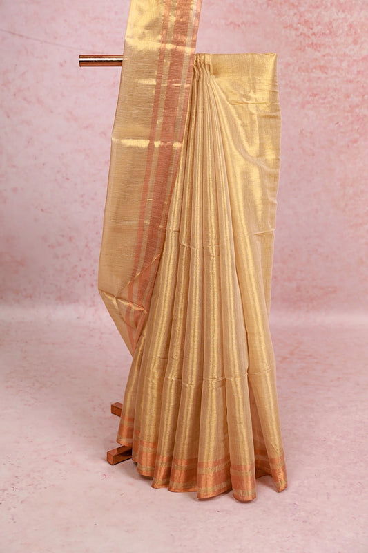 Gold Mul Mul Tissue Saree