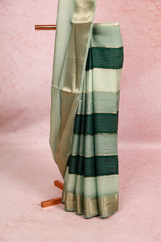 Multi Green Colour Semi Silk Saree