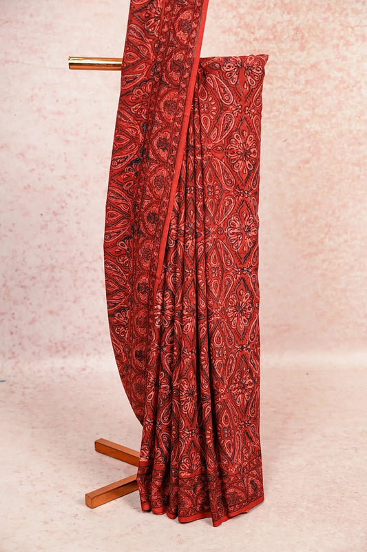 Brick Colour Cotton Saree
