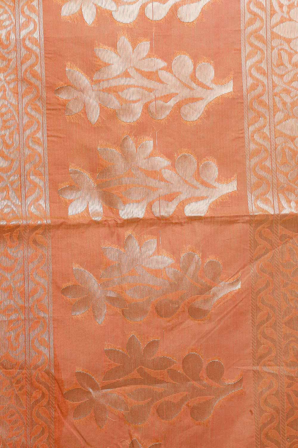 Peach Cotton Silk Saree