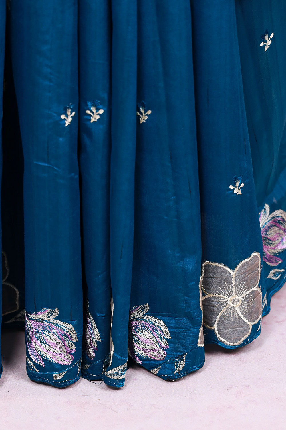 Peacock Blue Semi Tussar Saree