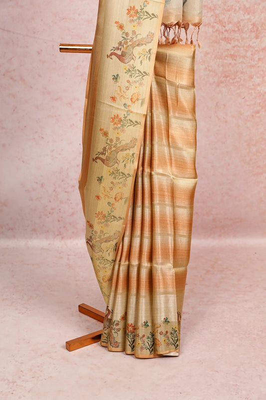 Light Orange Semi Tissue Saree