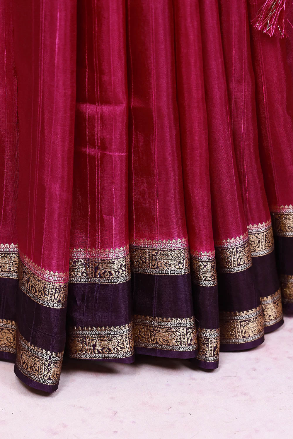 Wine Semi Banarasi Saree